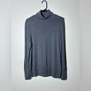 GAP 100% Merino Wool Tight-Knit Pullover Sweater Gray Turtleneck Long Sleeve L
